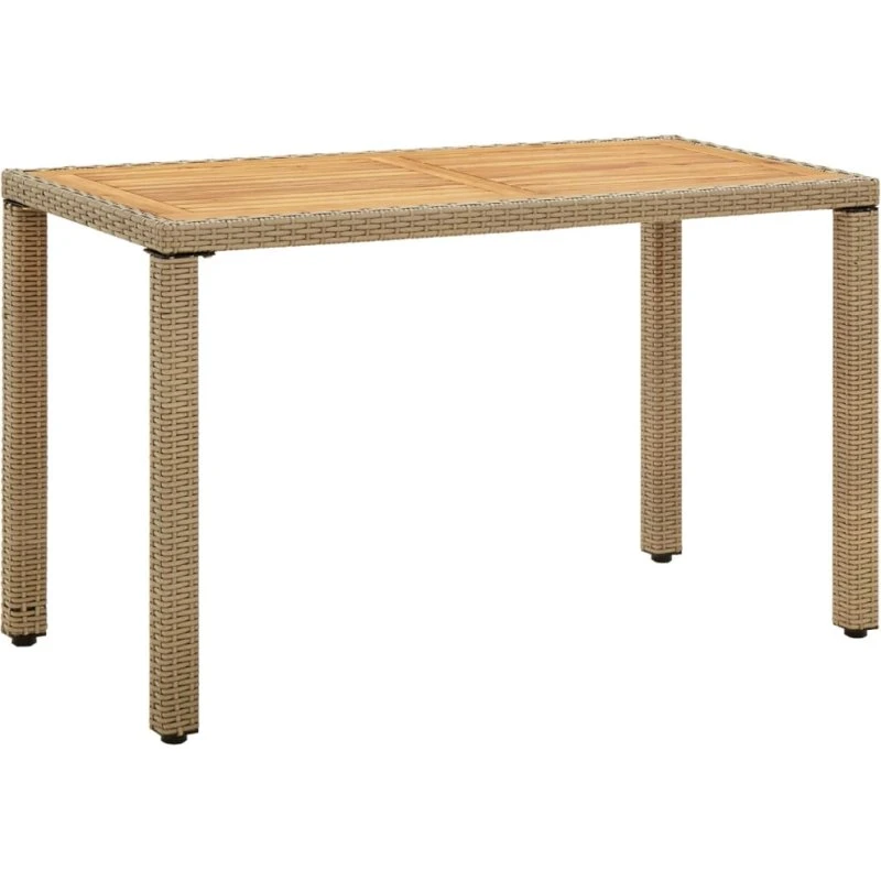 vidaXL havebord 123x60x74 cm beige med akacietræplade