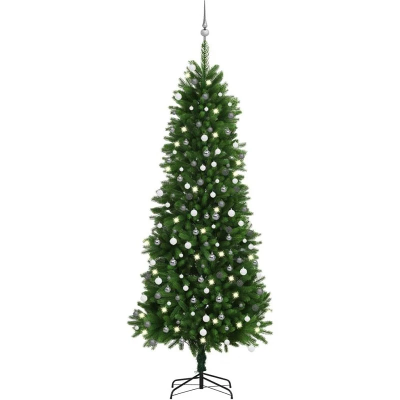 LumiGreen Kunstigt Juletræ 240 cm med lys og kuglesæt, grønt