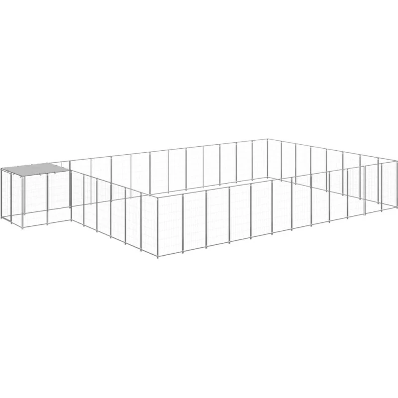 vidaXL Hundeløbegård 30,25 m² stål sølvfarvet