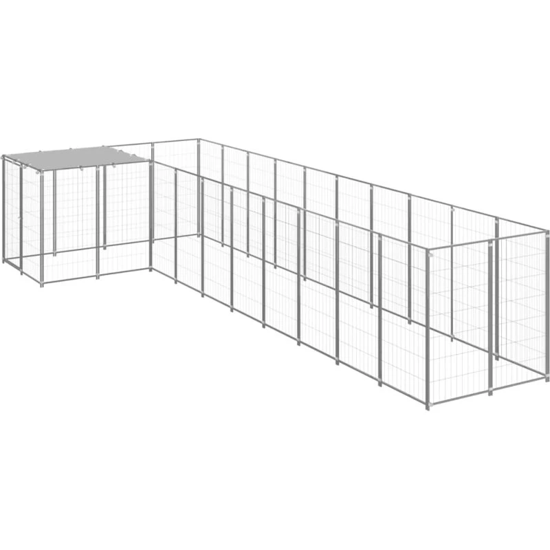 vidaXL Hundeløbegård 7,26 m² stål sølvfarvet