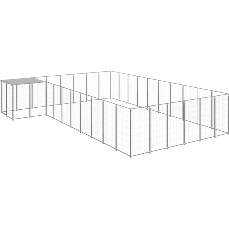 vidaXL Hundeløbegård 19,36 m² stål sølvfarvet