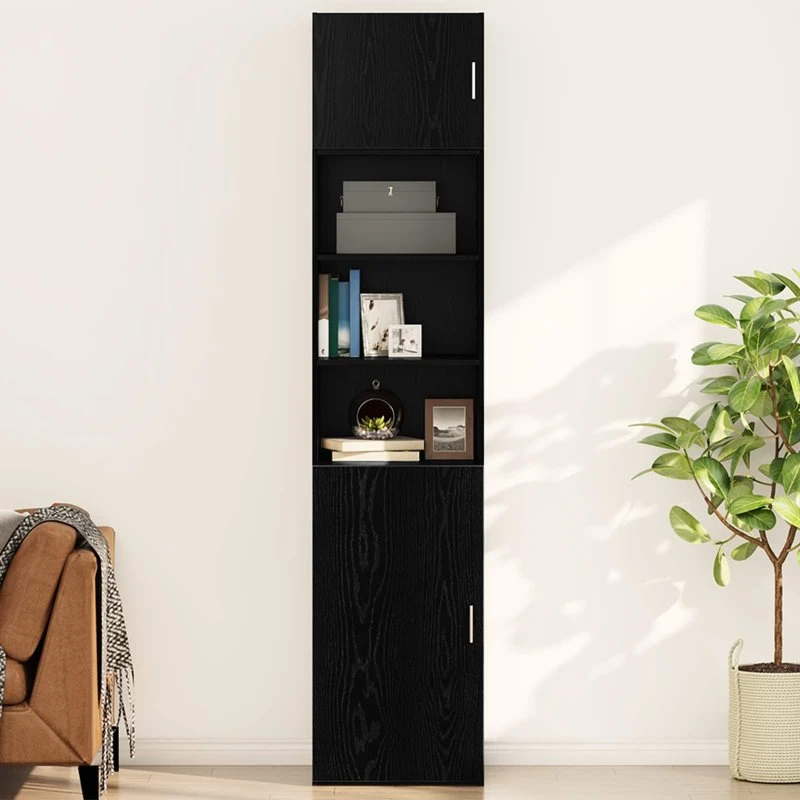vidaXL Vægskab Vægmonteret Sort Eg 50 x 42,5 x 40 cm Konstrueret Træ