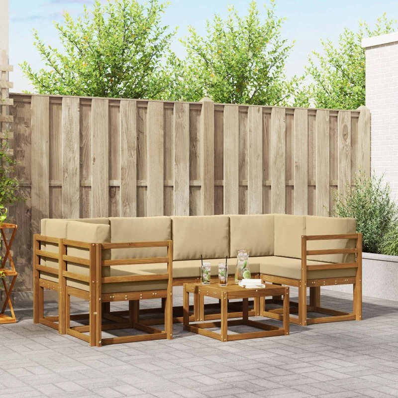vidaXL Udendørs Sofagruppe 7 stk Naturlig/Beige