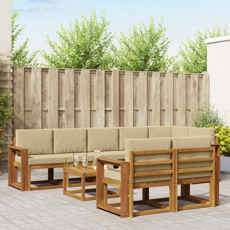 vidaXL Udendørs Sofagruppe 9 pcs Naturlig/Beige