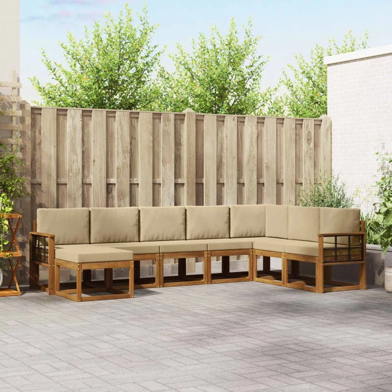 vidaXL Udendørs Sofagruppe 8 stk Naturlig/Beige Akacietræ