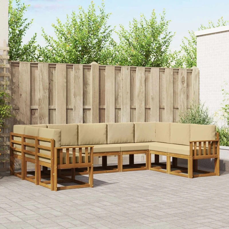 vidaXL Udendørs Sofagruppe 9 dele Naturlig/Beige