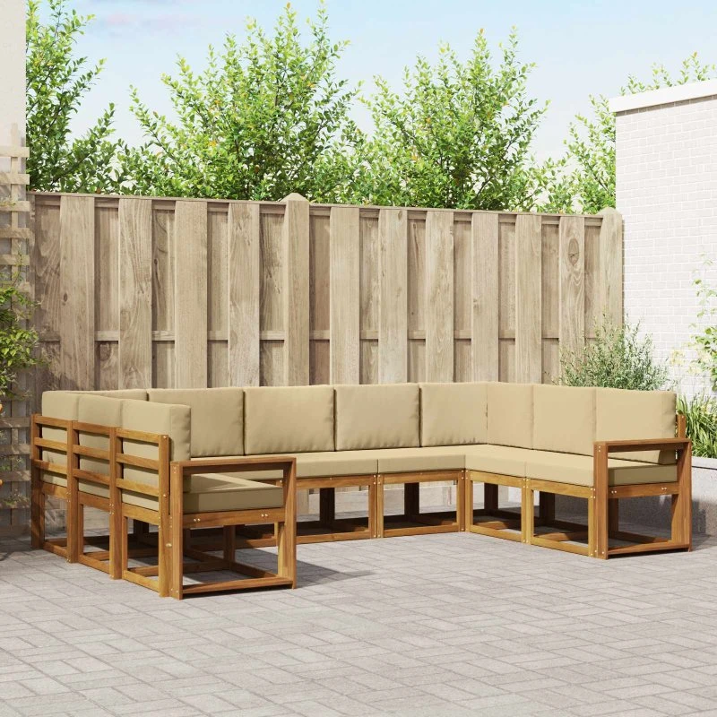vidaXL Udendørs Sofagruppe 9 deler Naturlig og Beige