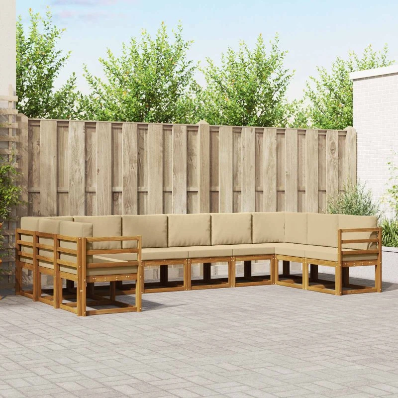 vidaXL Udendørs Sofagruppe 10 pc Naturlig/Beige Akacietræ
