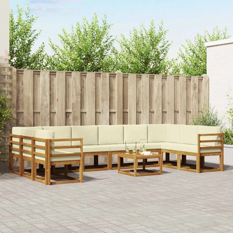 vidaXL Udendørs Sofagruppe 11 pcs Naturlig/Fløde Akacietræ
