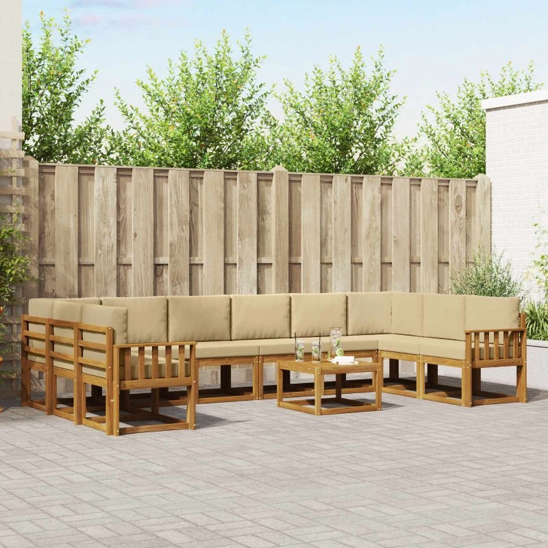 vidaXL Udendørs Sofagruppe 11 pcs Naturlig/Beige Akacietræ