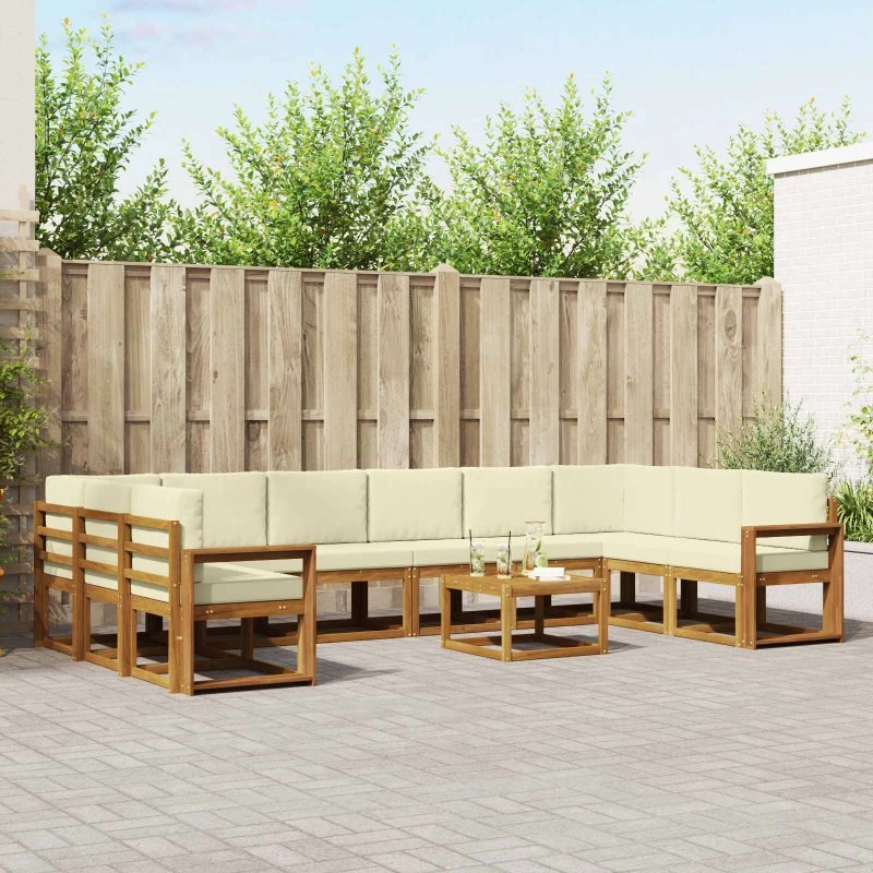vidaXL Udendørs Sofagruppe 11 pcs Naturlig/Fløde Akacietræ