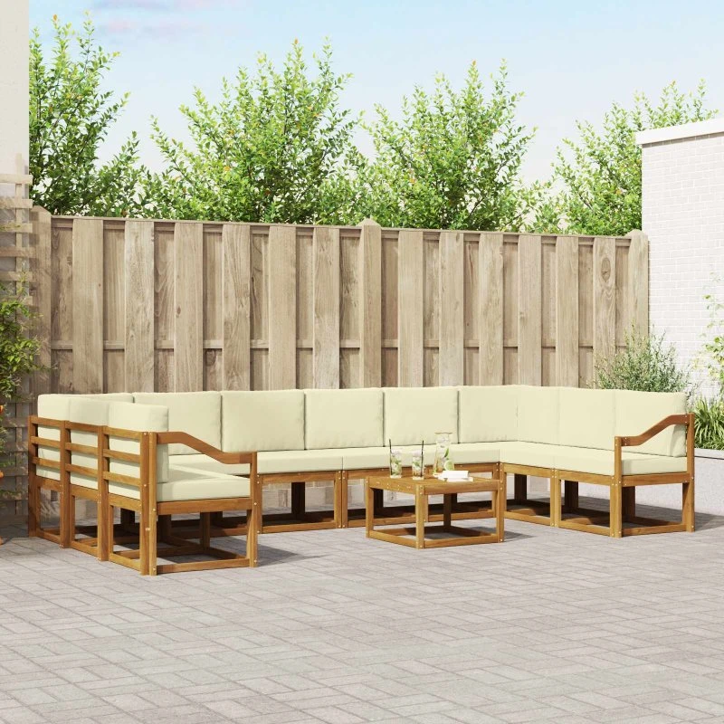vidaXL Udendørs Sofagruppe 11 pcs Naturlig/Fløde Akacietræ