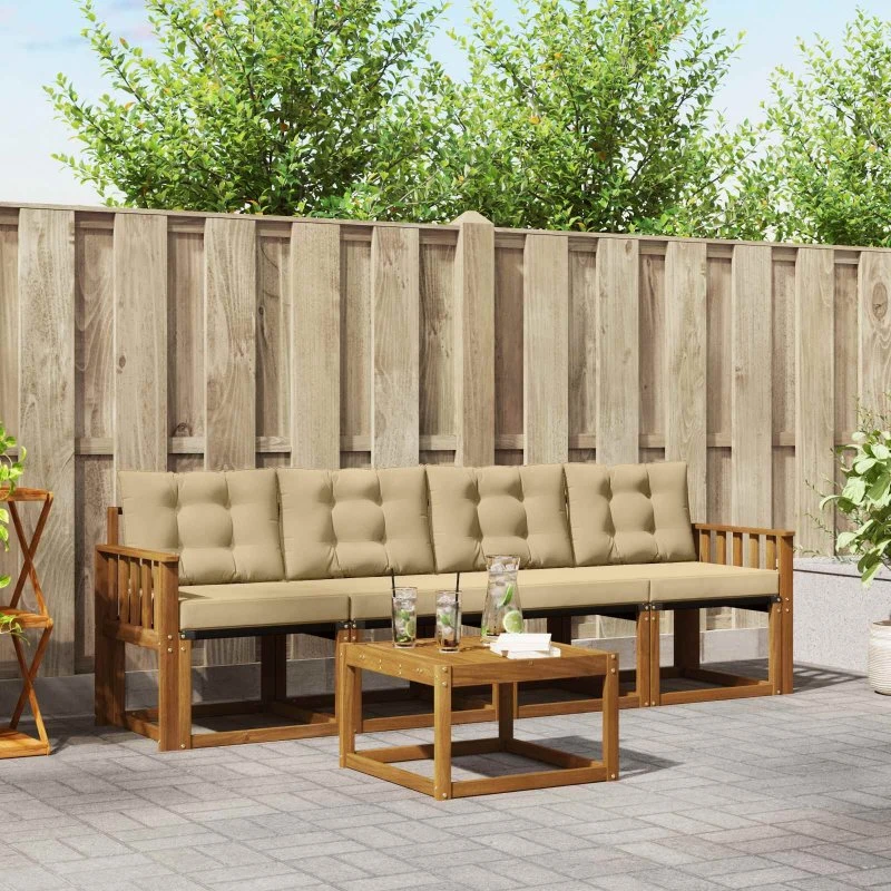 vidaXL Udendørs Sofagruppe 5-pcs Naturlig/Beige