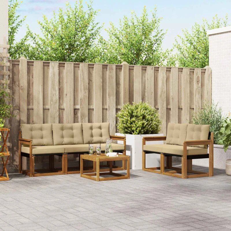 vidaXL Udendørs Sofagruppe 6-pces Naturlig & Beige