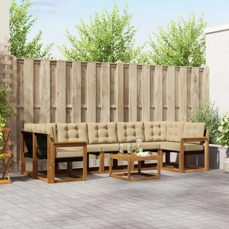vidaXL Udendørs Sofagruppe 8 pcs Naturlig/Beige