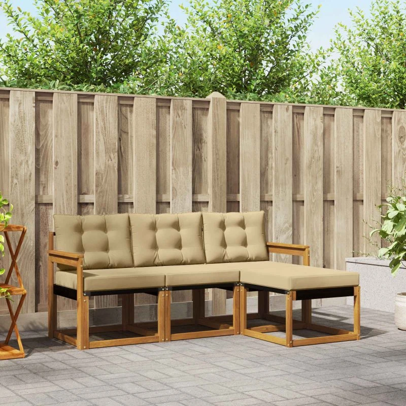 vidaXL Udendørs Sofagruppe 4-pces Naturlig/Beige