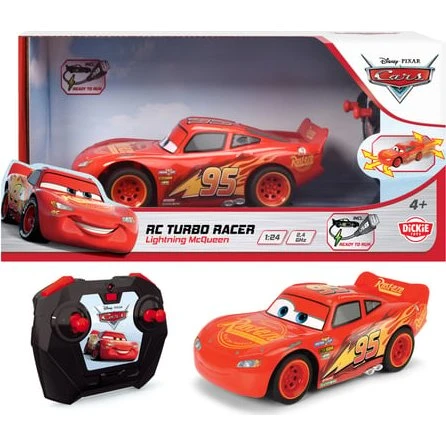 Dickie Toys Disney Cars McQueen Turbo Racer 1:24, 2,4 GHz, USB-opladning