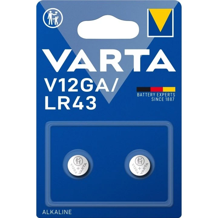 Varta V12GA/LR43 Alkaline 2-pack, Silver