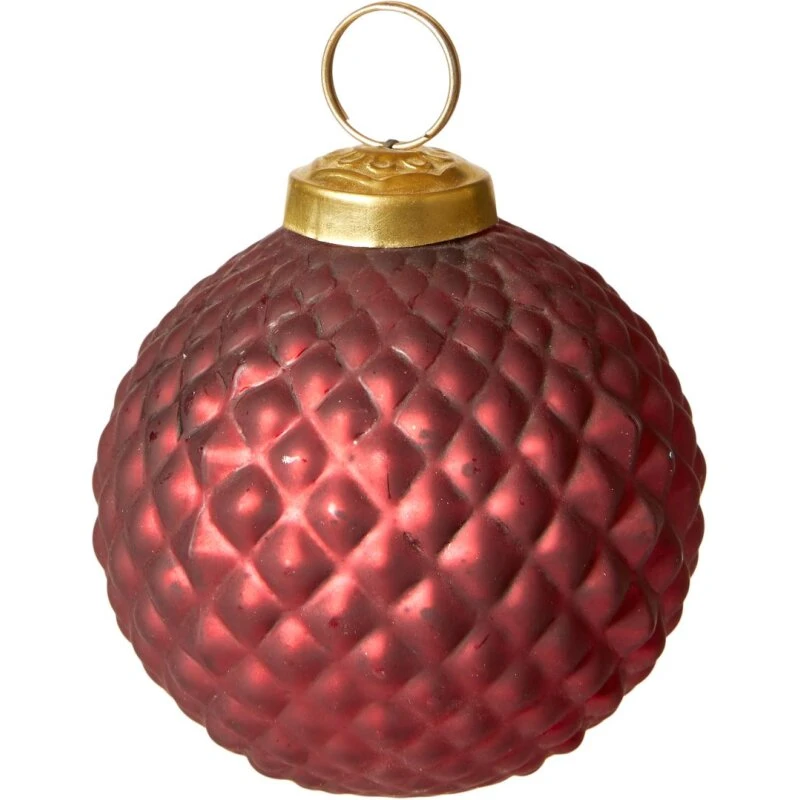Julekugler i glas 3 stk Ø 8 cm - rød