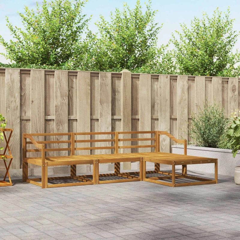 vidaXL Udendørs Sofagruppe 4 pc Naturfarvet Akacietræ