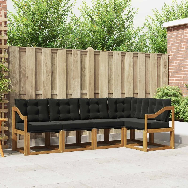 vidaXL Udendørs Sofagruppe 5-pc Naturlig og Sort