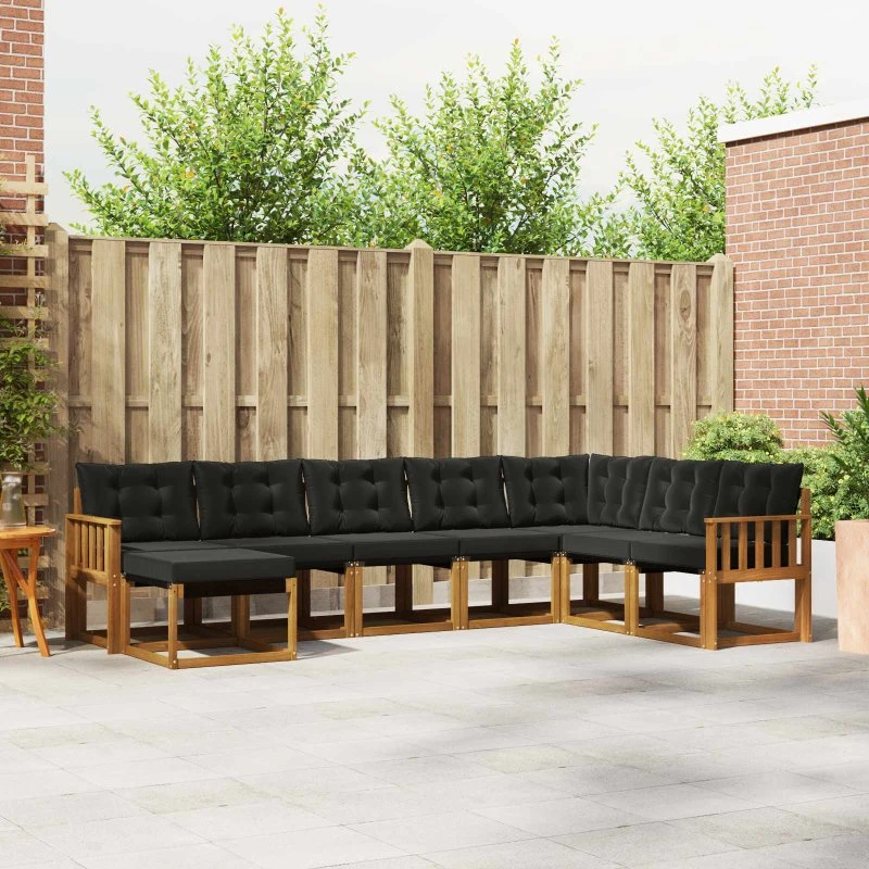 vidaXL Udendørs Sofagruppe 8 pcs Naturlig og Sort