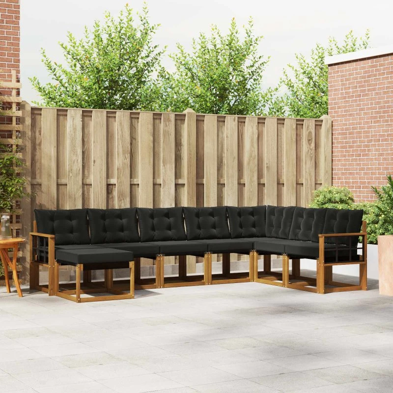 vidaXL Udendørs Sofagruppe 8 pcs Naturlig og Sort