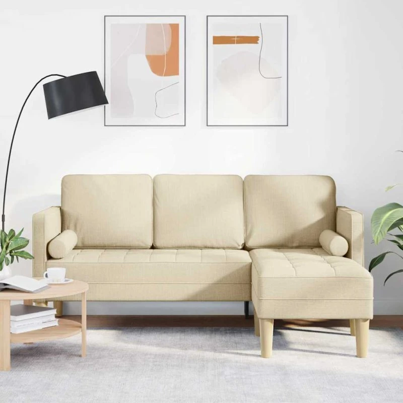 vidaXL Sofa Sæt Creme 173 x 131 x 67 cm, Polyester