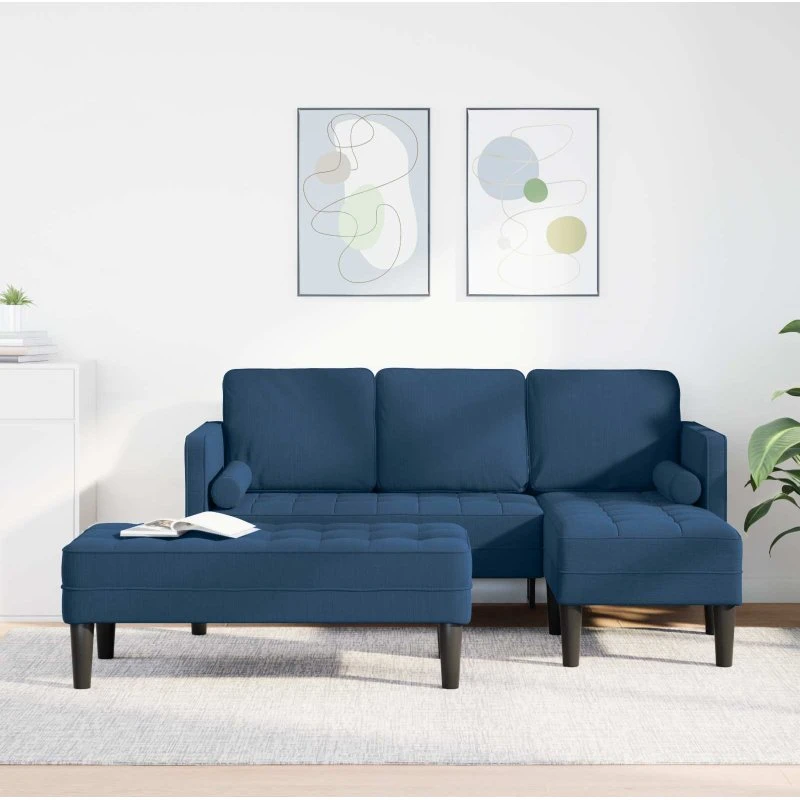 vidaXL Sofa Sæt 2 stk Blå 173 x 131 x 67 cm Polyester
