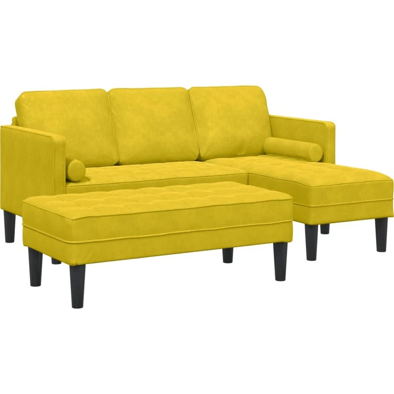 vidaXL Gul Sofa Sæt 2-Personer med Puder, Polyester, 173 x 131 x 67 cm