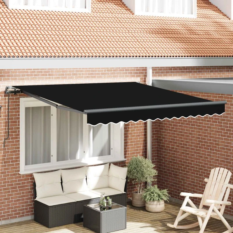 vidaXL Utrækkelig Markise Sort 350 x 250 cm