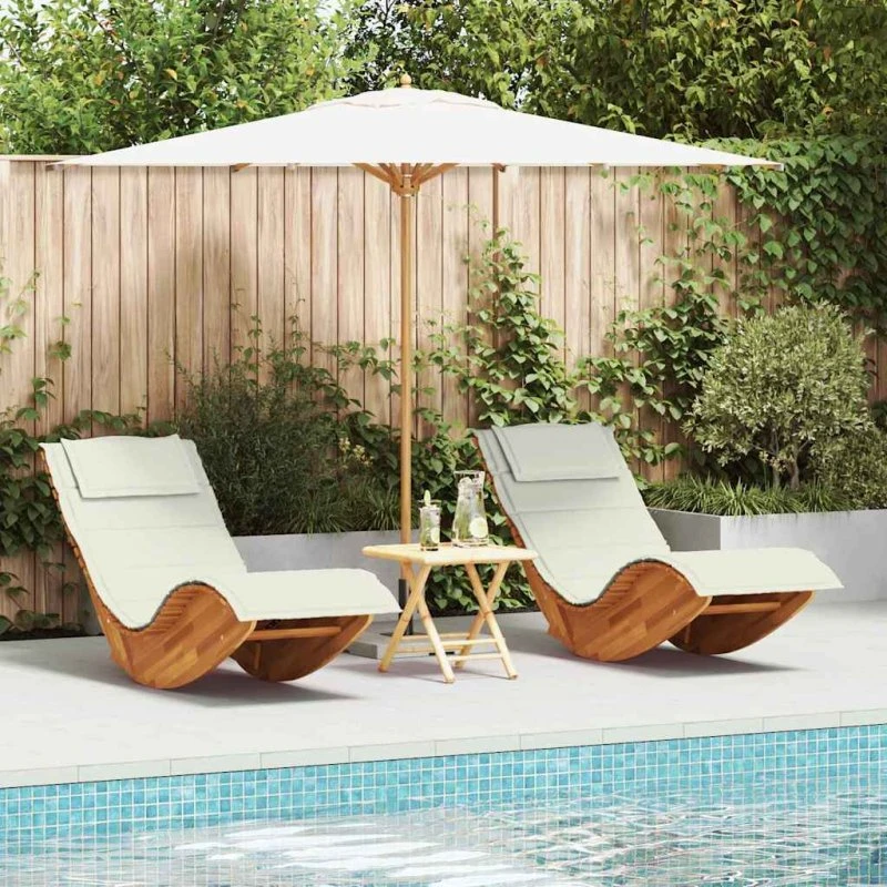 vidaXL Solstol med pude 2-person Brun Akacietræ 60 x 154 x 74 cm