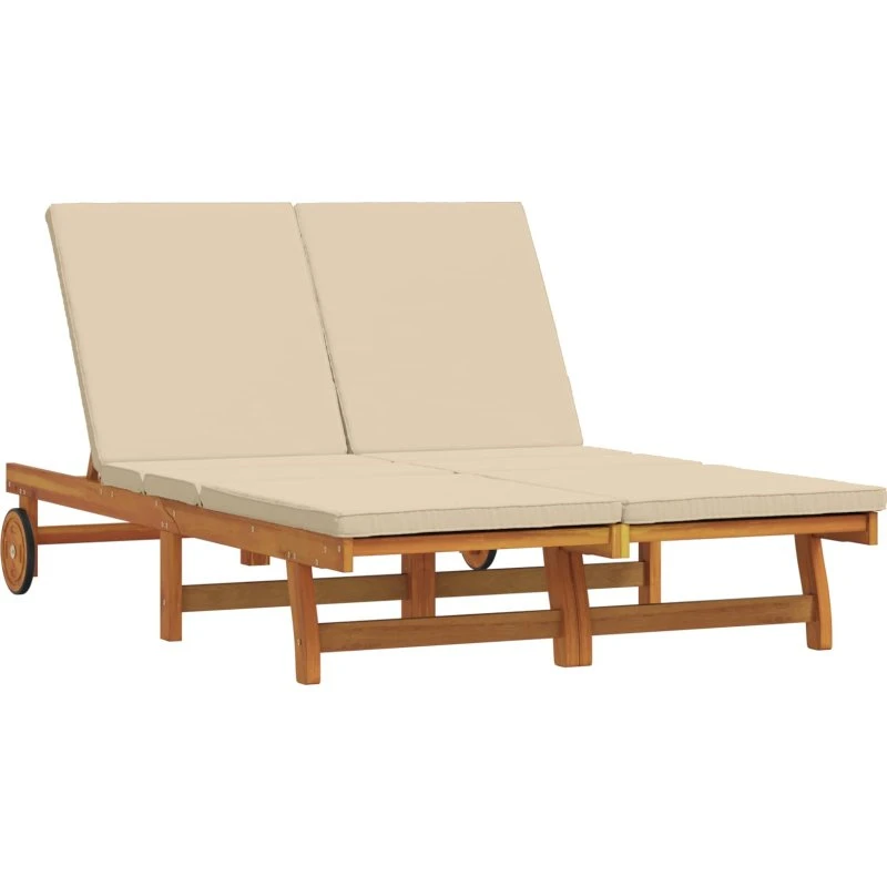 vidaXL Solstol Brun 125 x 200 x 84 cm, Massivt Akacietræ med Pude