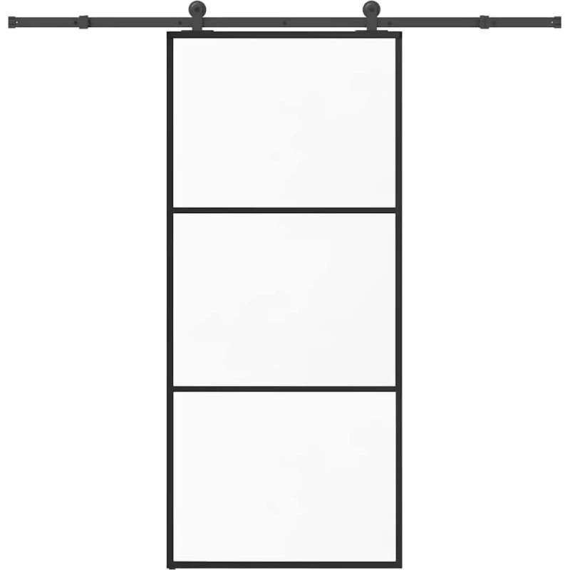 vidaXL Skydedør 90x205 cm med sikkerhedsglas og aluminiumsramme