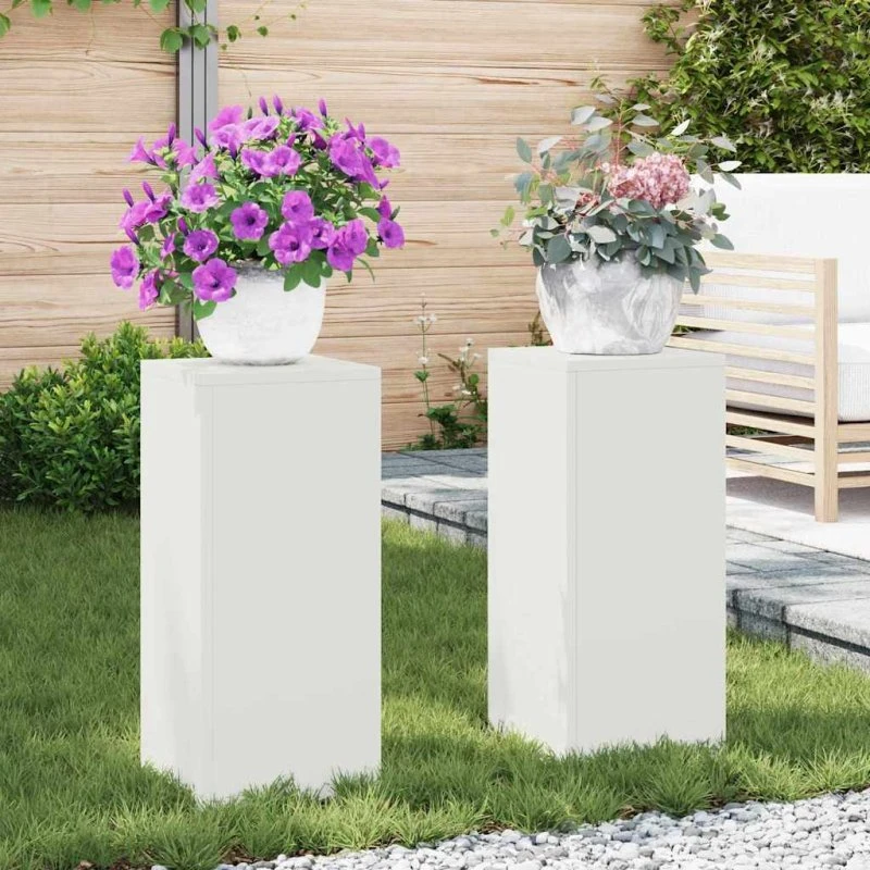 vidaXL Planteholder 2 stk Hvid 24 x 24 x 55 cm Stål
