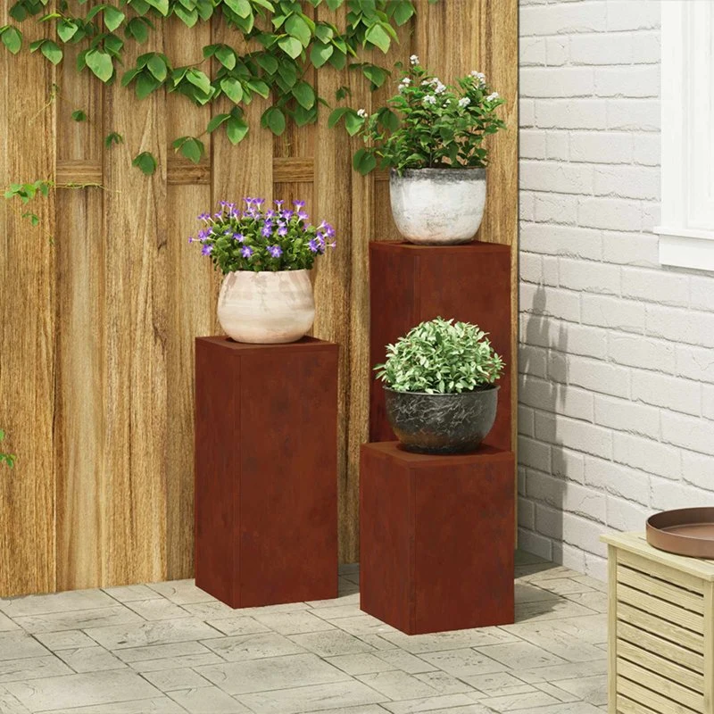vidaXL Planteholder 3 stk Rusten Cortenstål 24 x 24 x 75 cm