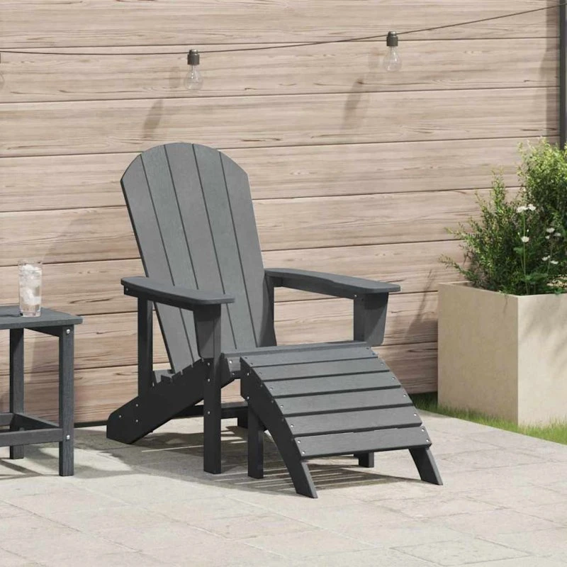 vidaXL Adirondack-stol Lysegrå 82 x 74 x 92 cm HDPE