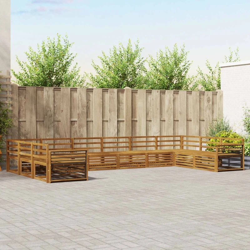 vidaXL Sofasæt 10-pcs Naturfarvet Akacietræ