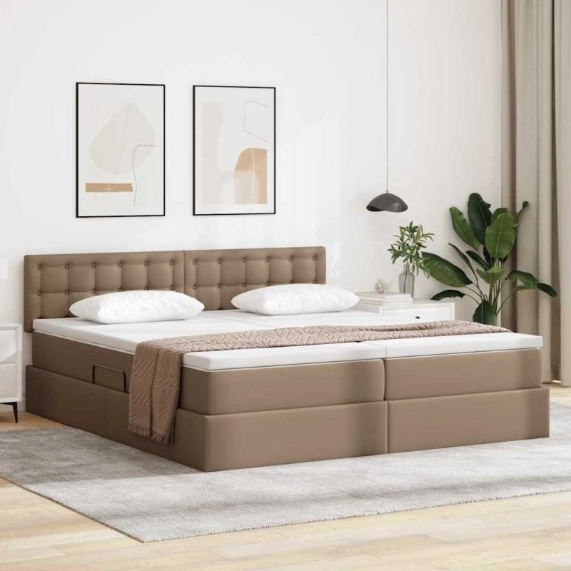 vidaXL Opbevaringsseng Cappuccino 180x200 cm Faux læder