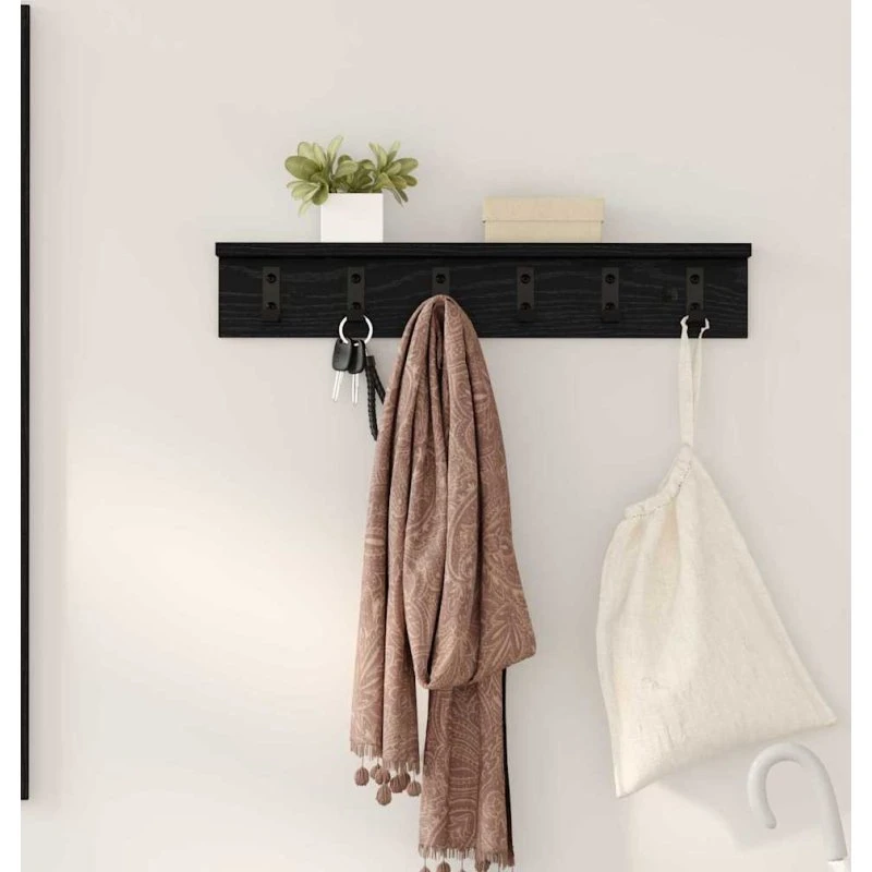 vidaXL Vægmonteret Jakkeholder Sort 60 x 10,5 x 10,5 cm