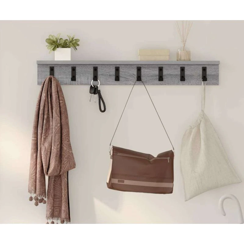 vidaXL Vægmonteret Jakkeholder Grå Sonoma 80 x 10,5 x 10,5 cm