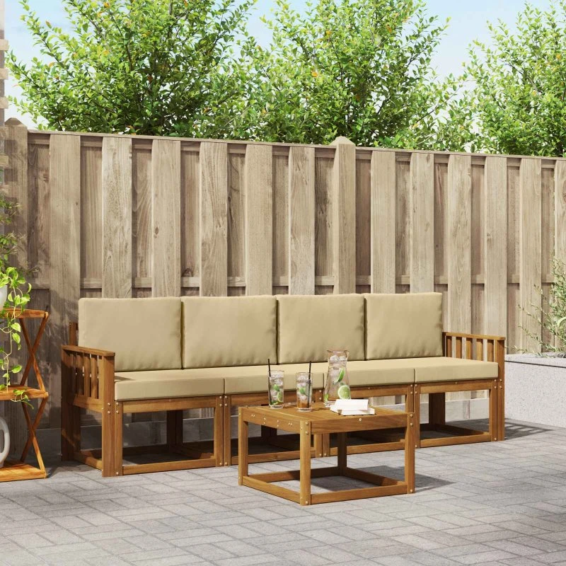 vidaXL Udendørs Sofagruppe 5 pcs Naturlig & Beige