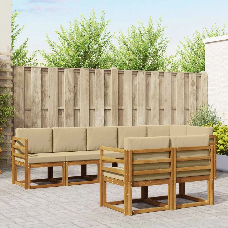 vidaXL Udendørs Sofagruppe 8 Dele Naturlig/Beige