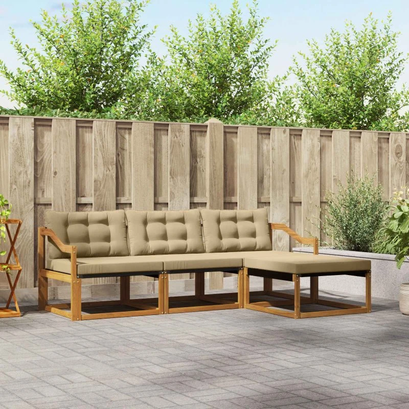 vidaXL Udendørs Sofagruppe 4 dele Naturlig/Beige