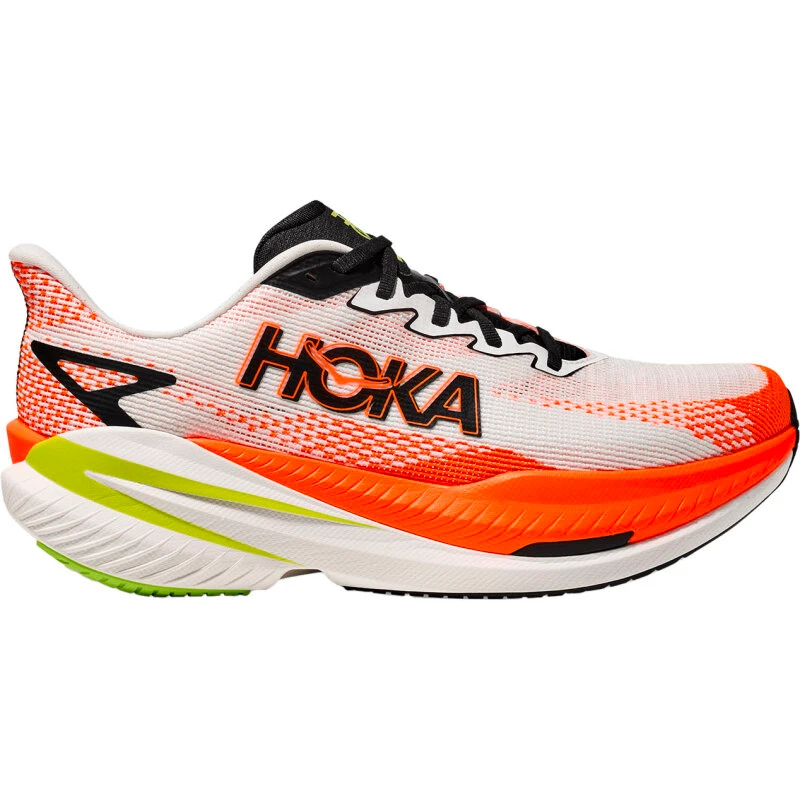 Hoka Mach X 3 Herre - White/Neon Tangerine