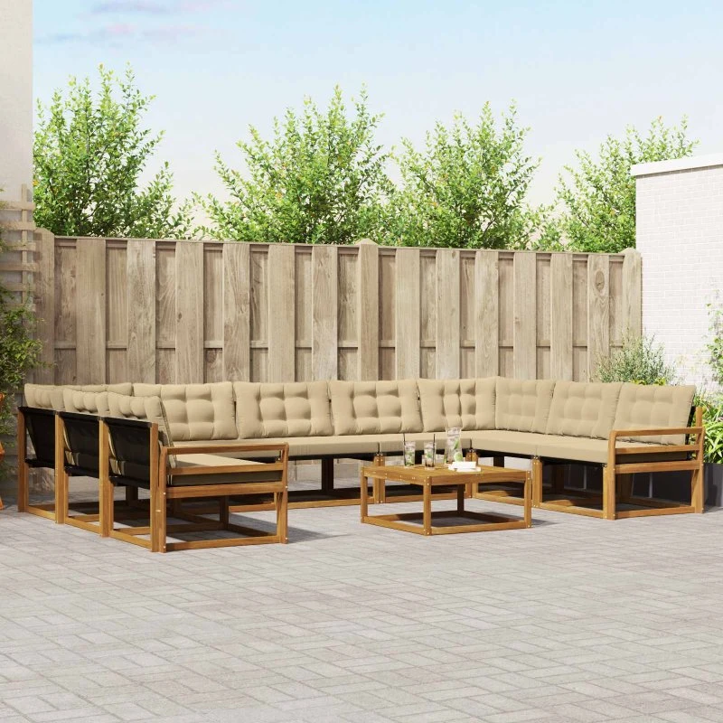 vidaXL Udendørs Sofagruppe 10 dele Naturlig/Beige