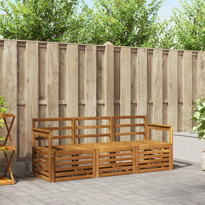 vidaXL Sofasæt 3 pcs Naturfarvet Massivt Akacietræ