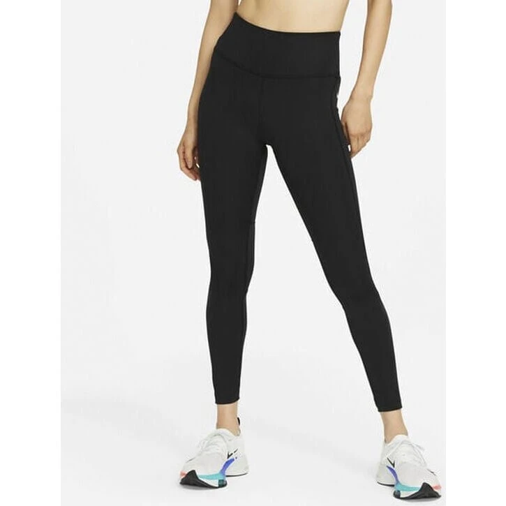 Nike Epic Fast Løbetights Mid-Rise Black/Reflective Silver