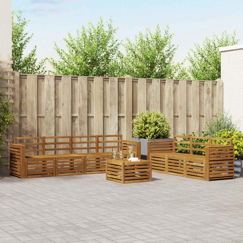 vidaXL Sofasæt 8 pcs Naturfarvet Massivt Akacietræ