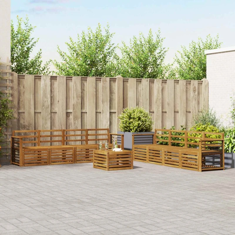 vidaXL Sofasæt 9 pcs Naturfarvet Massivt Akacietræ